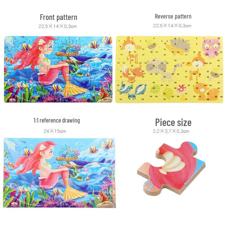 60-Piece Cartoon Puzzle Tin Box for Toddlers Aged 3-6 – Early Education and Intellectual Development Toy for Boys and Girls