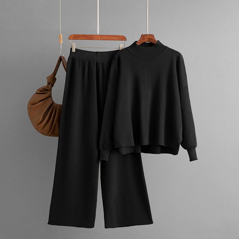 Women's Two-piece Set, Solid Color Simple Fashion Casual Loose Sweater Set