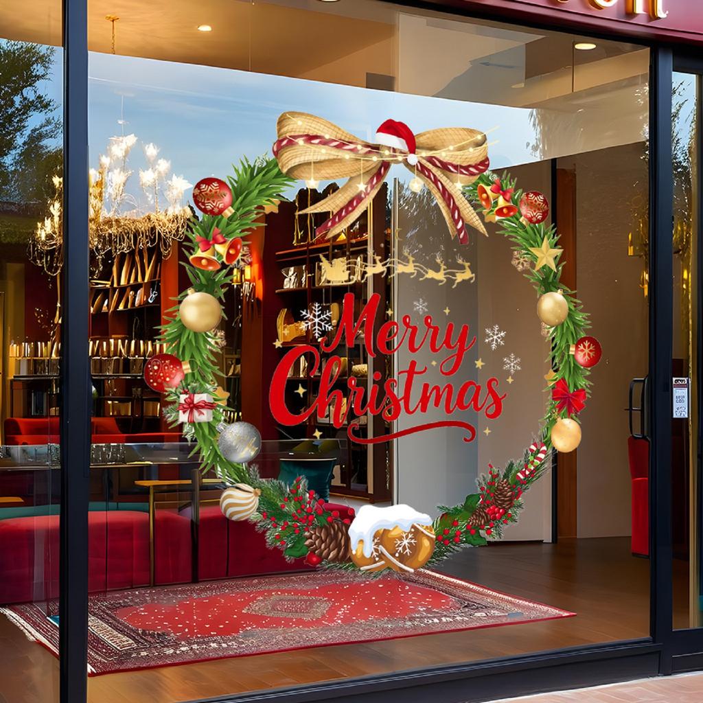Weihnachtskugeln, Glocken, Blumengirlanden, Fensteraufkleber, Wandaufkleber für Zuhause