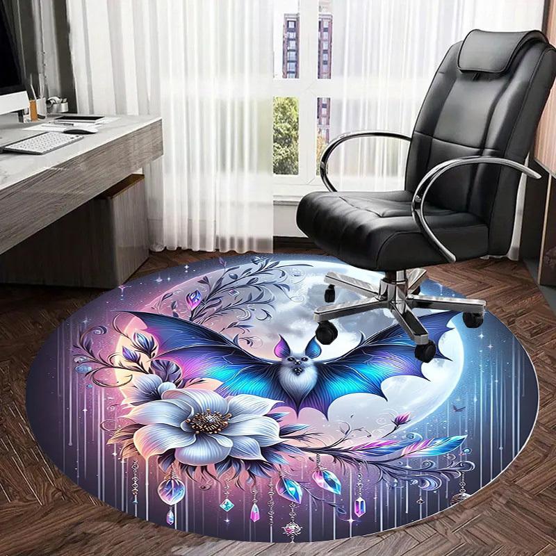 1pc Office Carpet Chair Mats Fantasy Bat Moon Flowers Perfect for Decorating Office Chairs, Living Rooms, Or Bedrooms