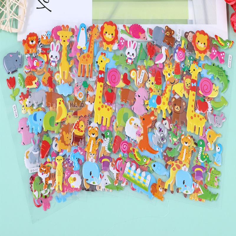 10Sheets Animal 3D Puffy Stickers for Toddlers Kids, Bulk Preschool Sticker Sheets for Reward, Craft, Scrapbooking