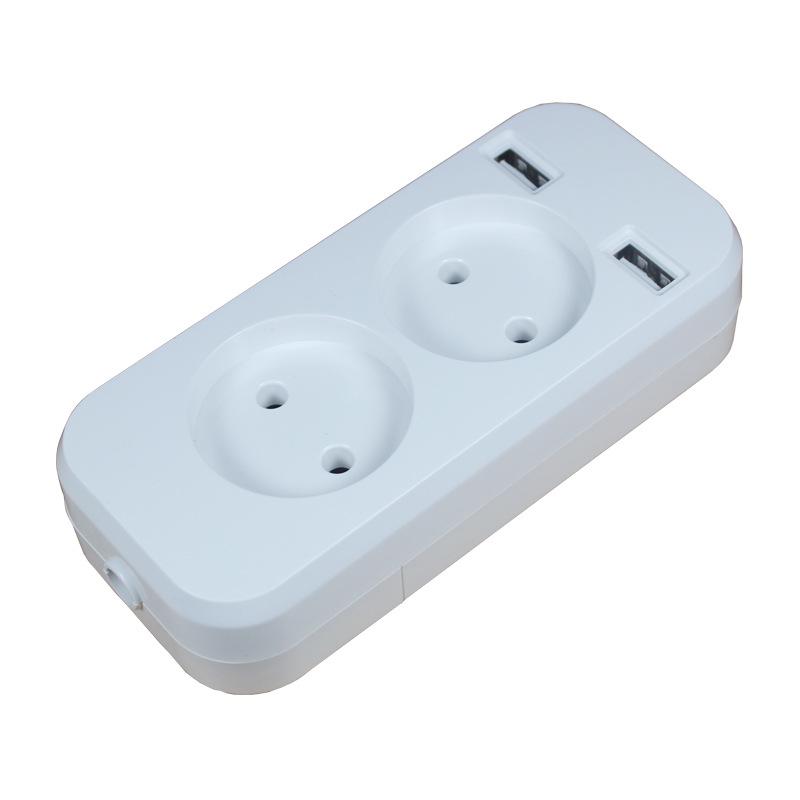 European Power Strip with USB Socket 5V2A - German Standard for Russia, Ukraine, Kazakhstan (P-02)