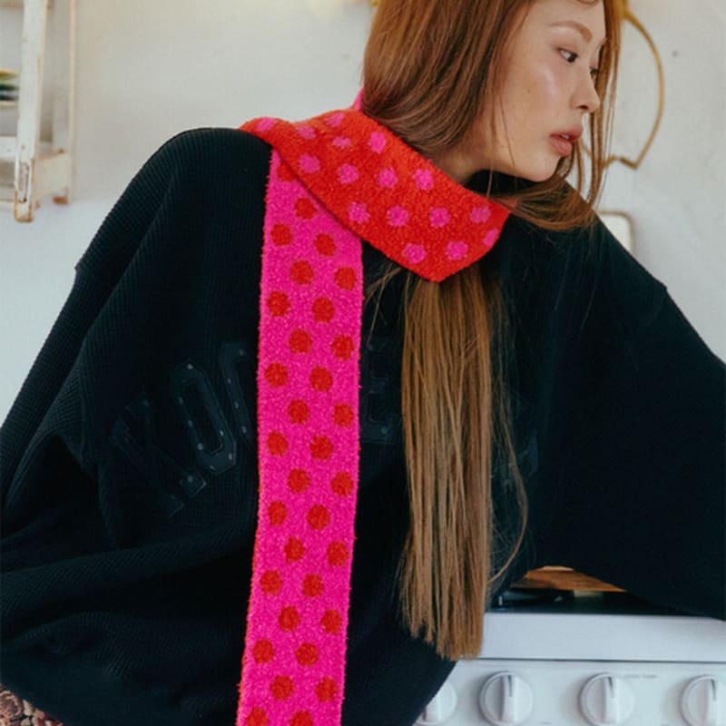 

COOKEESEE DOT two tone muffler (Red/Magenta) Red Magenta