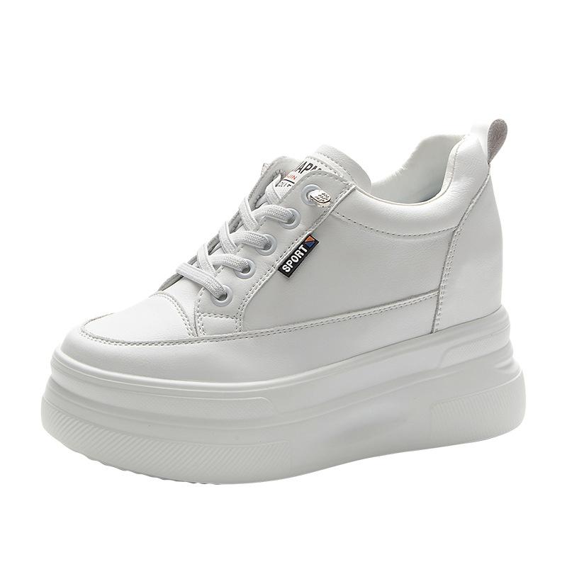 A96 spring and autumn new thick-soled wedge heel 10 cm heel height small inner height increase casual low-top white shoes children