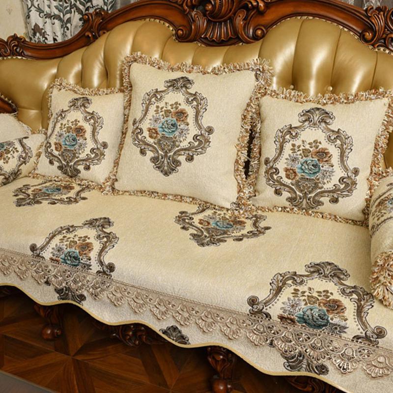 Luxury Jacquard Sofa Cushion European Living Room Decoration Sofa Cover Four Seasons Universal Anti Slip Chenille Couch Covers