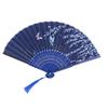 Blue Folding Fan with and Small Butterfly Pattern for Group Dance and Decoration