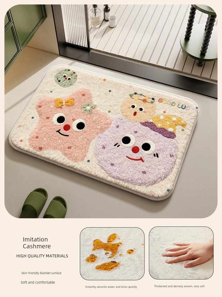 Bathroom Floor Mat, Bathroom Non-Slip Mat, Sink Absorbent Mat, Toilet Door Anti-Slip Mat, Pet Plush Carpet