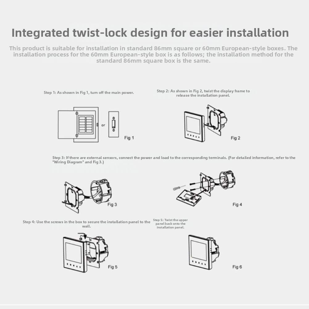 Smart WiFi Thermostat for Electric Floor Heating Systems with Touch Panel 5+2 Programmable Cycles and Dual Sensor Monitoring