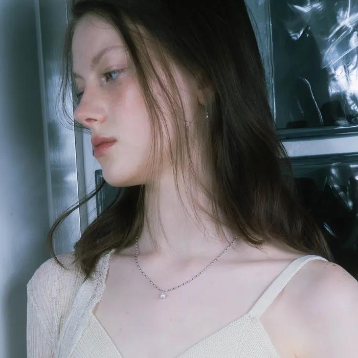 Drop Pearl Daily Volume Chain Necklace_PM25N018SS