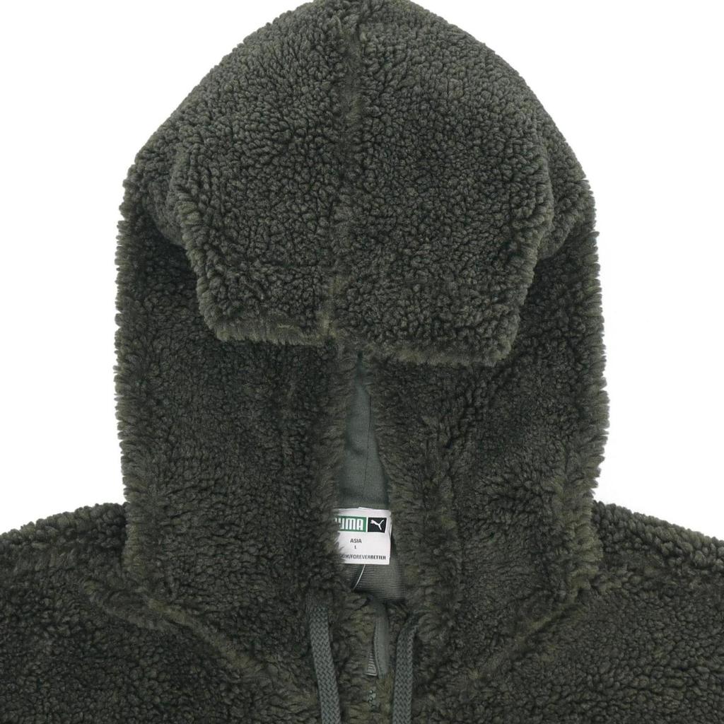 PUMA lamb's wool hooded Stay Warm Windproof logo Jacket Dark Green Men's 535066-64