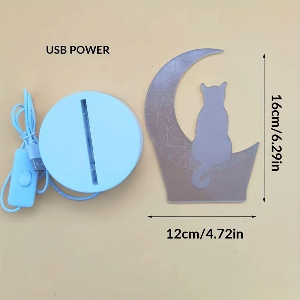 Creative Moon Cat Figure Nightlight Acrylic Table Lamp Sleep Light Sleep Lights  Bedside