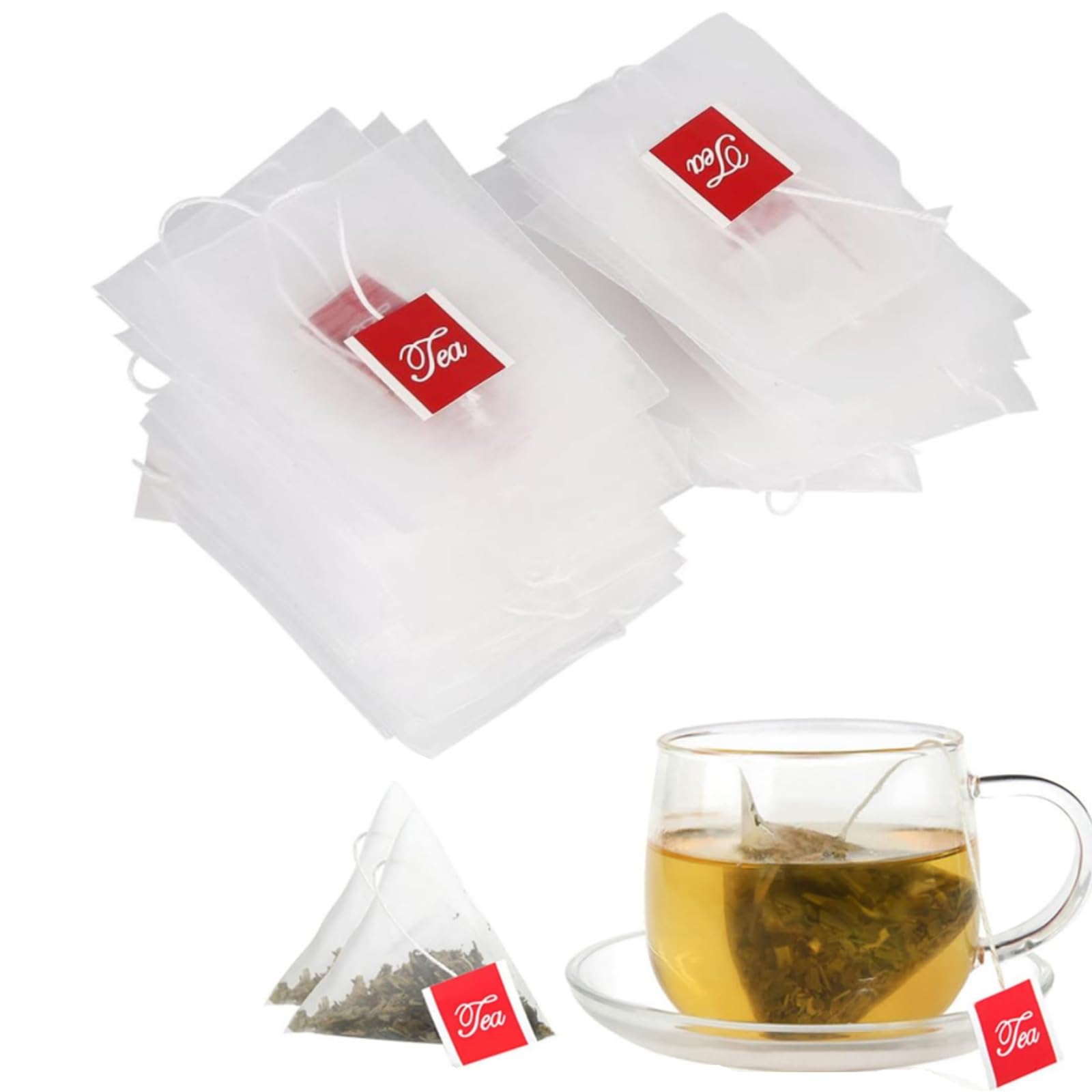 

YFFSFDC Draw-A-Line Tea Bags, 100 Disposable Empty Tea Bags for Tea & Coffee, Black Tea, Barley Tea, Strainer Bags with String Heel Seal (7.59.0cm)