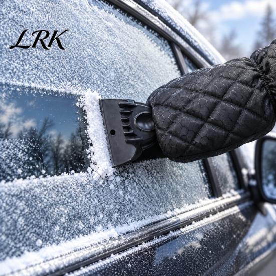 Ergonomic Snow Shovel for Winter Car with Built-in Glove, Integrated Ice Scraper Mitt Durable Truck Windshield Windshield, Portable Frost Removal Tool
