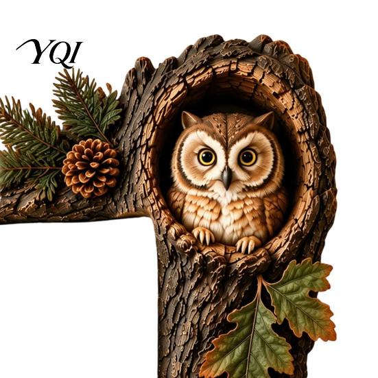 Unique Woodland Themed Gift Chipmunk Tree Hollow Door Topper, Animal Frame Decoration, 3D Wood Country Cabin Interior Accessory Cute Corner