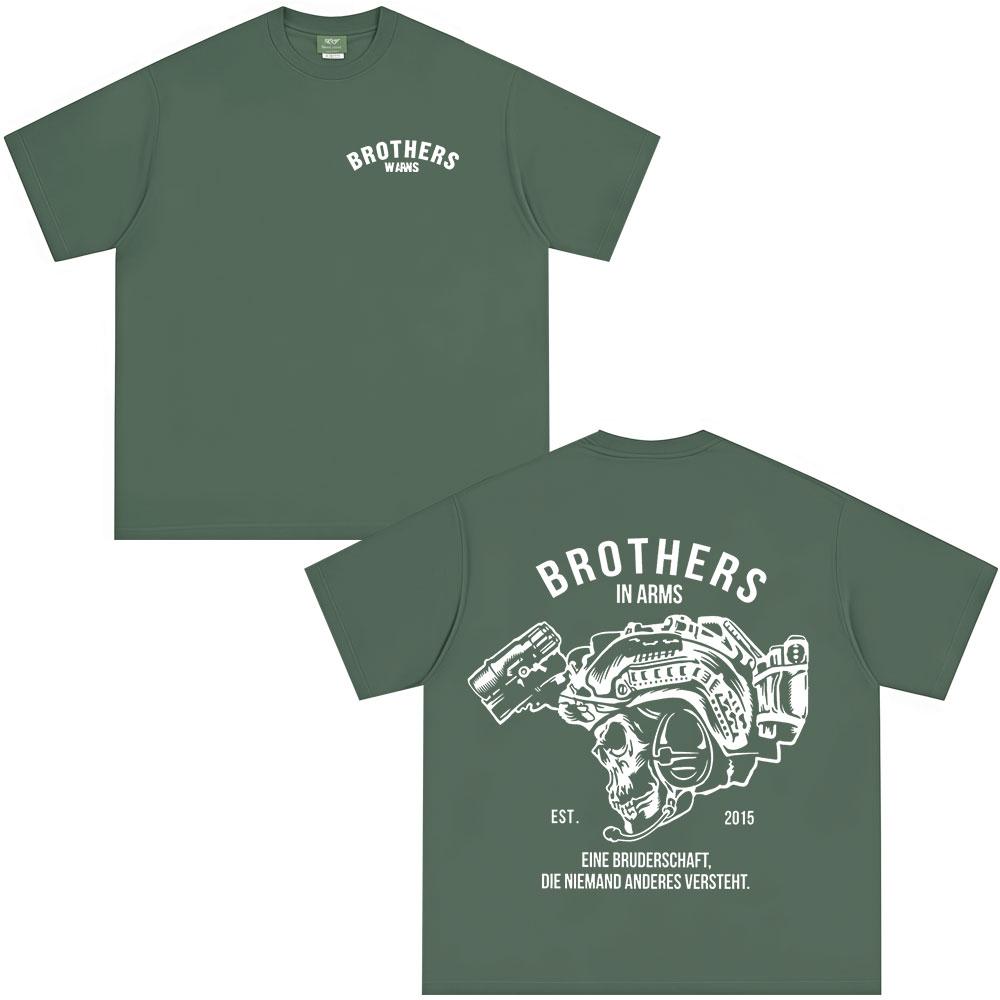

Team Brothers in Arms Skeleton Double Sided Printed Tshirt Unisex Women Clothing Casual Cotton Oversized Short Sleeves T Shirts 4XL