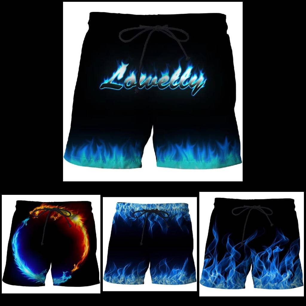 3D Print Shorts Fire Dragon Flame Goth Dark Gothic Training Muay Thai Kickboxing Boxing MMA Unisex Gym Fitness Workout Quick Dry Drawstring Waist