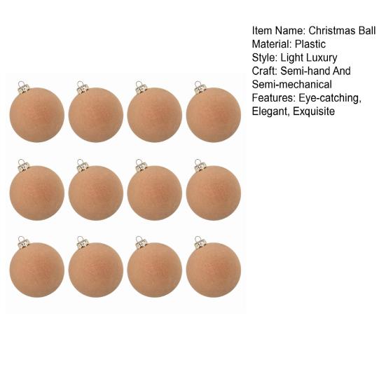 12 Pcs Velvet Christmas Ball Ornaments 2.4 Inches Flocked Shatterproof Plastic Balls Xmas Tree Hanging Decorations for Holiday Party Home Decor