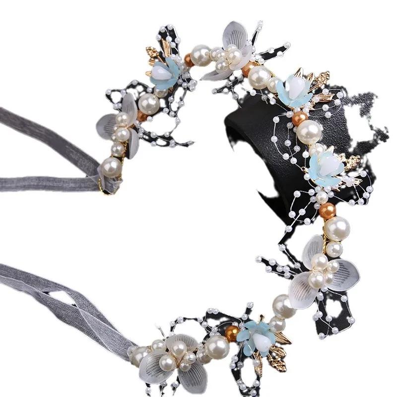 Jaro Bohémské Dívky Svatební Perlová Ozdoba do Vlasů Květinový Věnec Korunka Girlanda Čelenka Vlasové Šperky Dětský Dárek