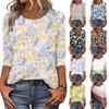 Women's Fashion Casual Round Neck 3/4 Sleeve Loose Printed T-Shirt Ladies Top