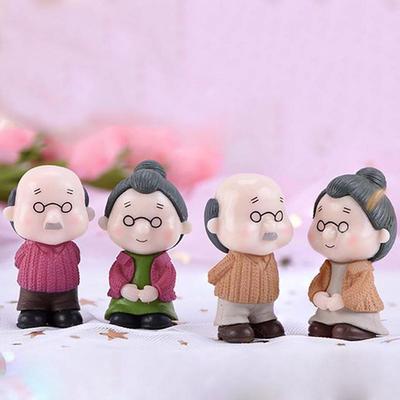 Cute 2/3Pc Couple Dollhouse Sweety Lovers Grandma Grandpa Ornaments Christmas Decoration Miniatures Fairy Garden Figurines