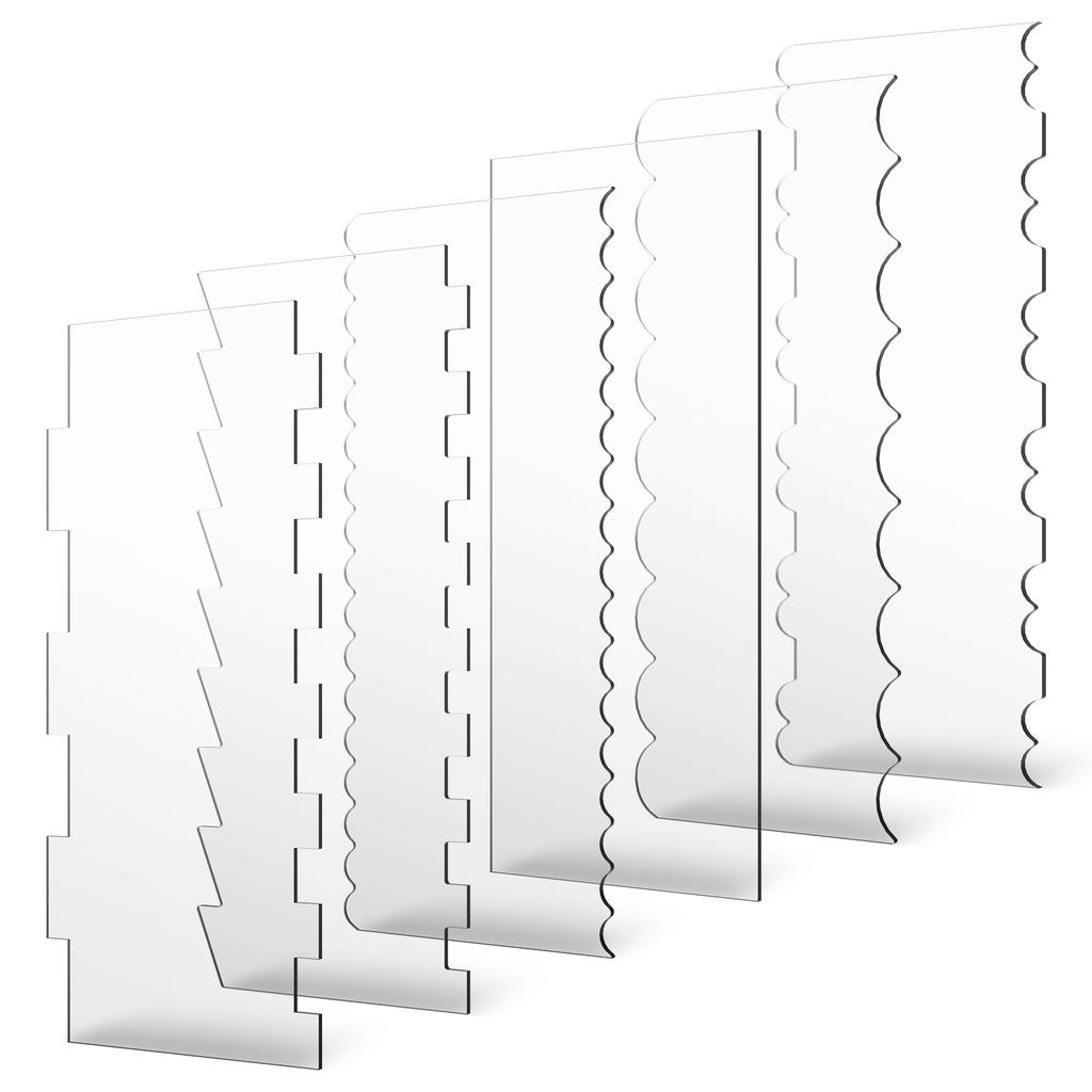 6 Stück Acryl Kuchenschaber Set 11 Muster Kuchenrand Glätter Werkzeug Kuchen Dekorativer Konturschaber Kuchen Streifen Rand Kontur Kamm