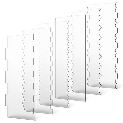 6Pcs Acrylic Cake Scraper Set 11 Patterns Cake Edge Smoother Tool Cake Decorative Contour Scraper Cake Stripes Edge Contour Comb