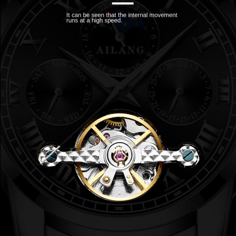 AILANG Neue Business Tourbillon Hohl Vollautomatische Mechanische Uhr Herrenuhr Wasserdichte Herrenuhr