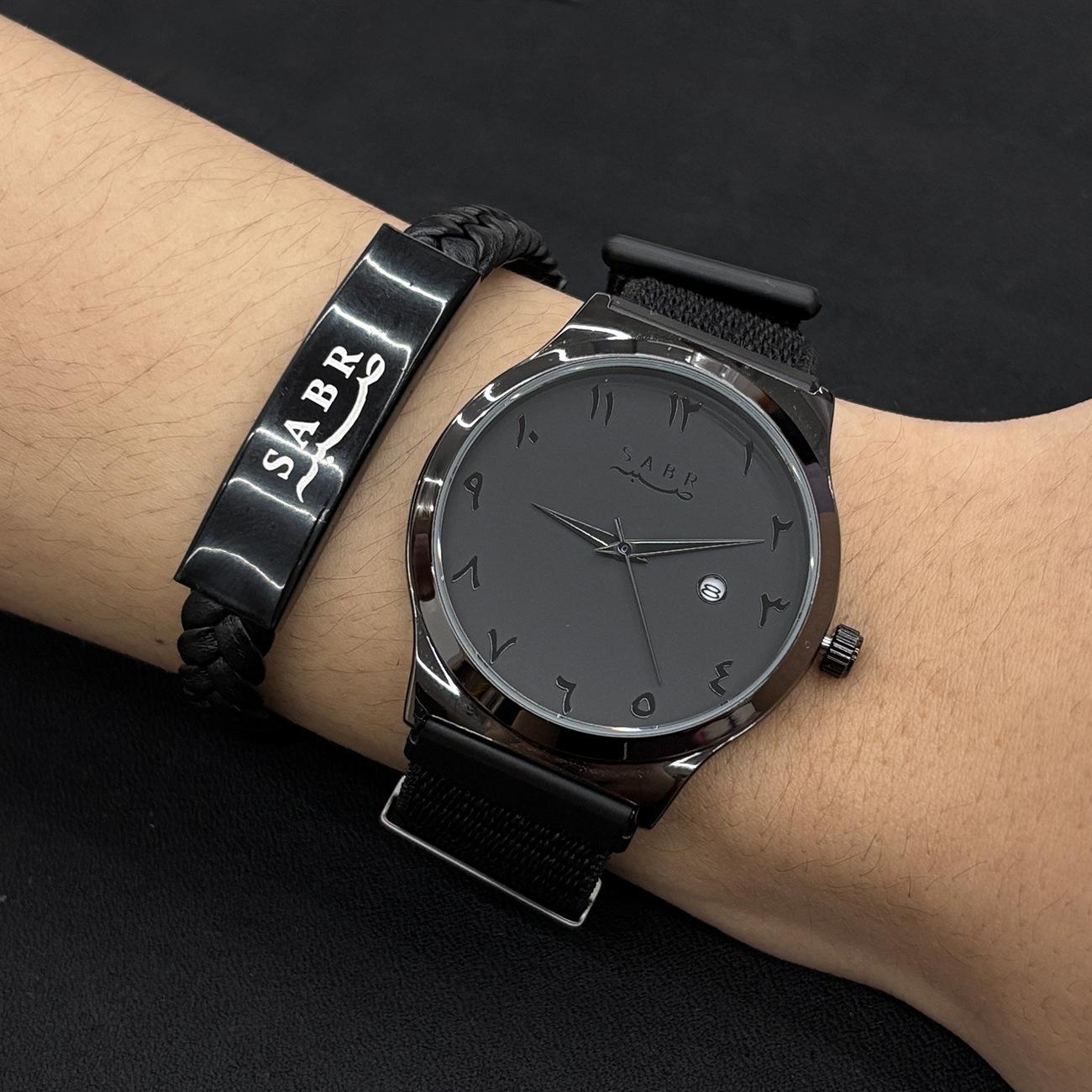 Lily There B Men's Black Jewelry Accessories Set Arabic Business Quartz Watch Middle East Sabr Watch
