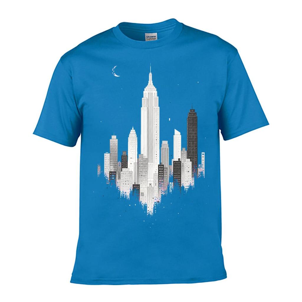 Minimalist Monochrome City Skyline I Street Distressed Washed Loose Simple Tee