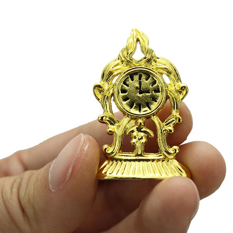 1:12 Miniature Golden Clock Dollhouse Diy Doll House Decor Accessories
