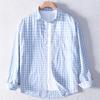 Men 100% Pure Cotton Plaid Thin Shirt Long Sleeved Turn-down Collar High Quality Spring Summer Casual Loose Top 2026