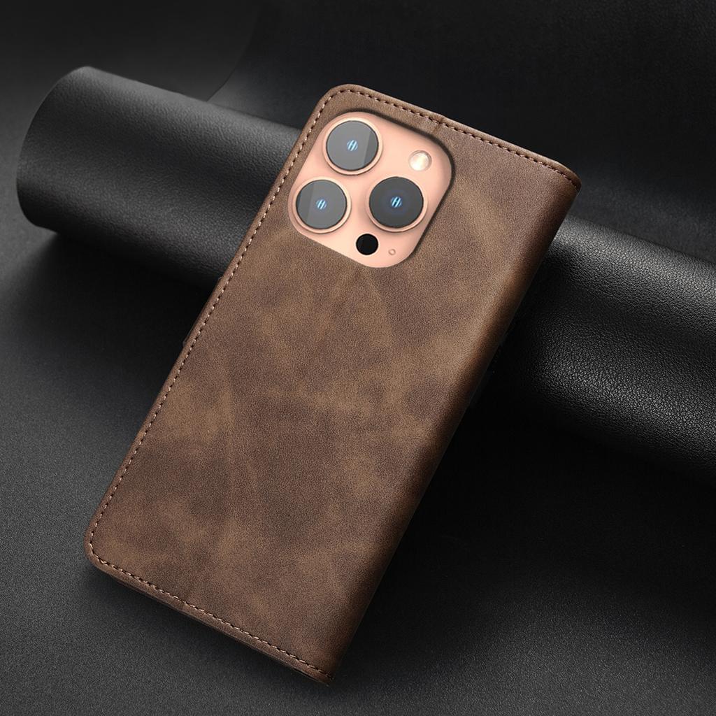 Wallet Case for iPhone 15 Pro - Leather/PU, Brown