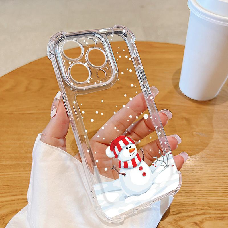 Hülle für iPhone 16 15 14 13 12 11 Pro Max 7 8 15 14 Plus X XR XS Max Weihnachtsmann Elch Schneemann Weihnachten Klar Silikon Weiche Hülle