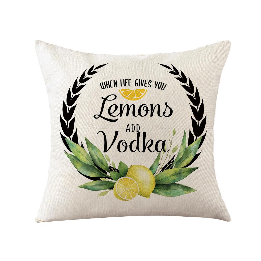 Lemon Print Pillow Cover Nordic Polyester Cartoon Print Home Cushion Cover Living Room Cushion Cover