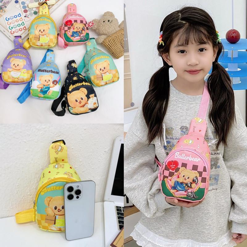 Butter Bear Bag Kids Print Nylon Crossbody Bags Spacious Designs Breathable
