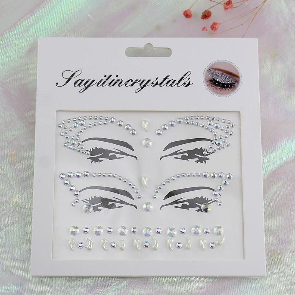 Fashion 3D Face Tattoo Crystal Sticker Fake Tattoo Temporary Tattoo Sticker  Girls