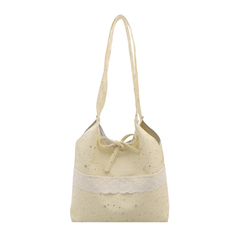 New Bow Lace Large Capacity Tote Bag Fairy Fresh Star Student Underarm Shoulder Bag