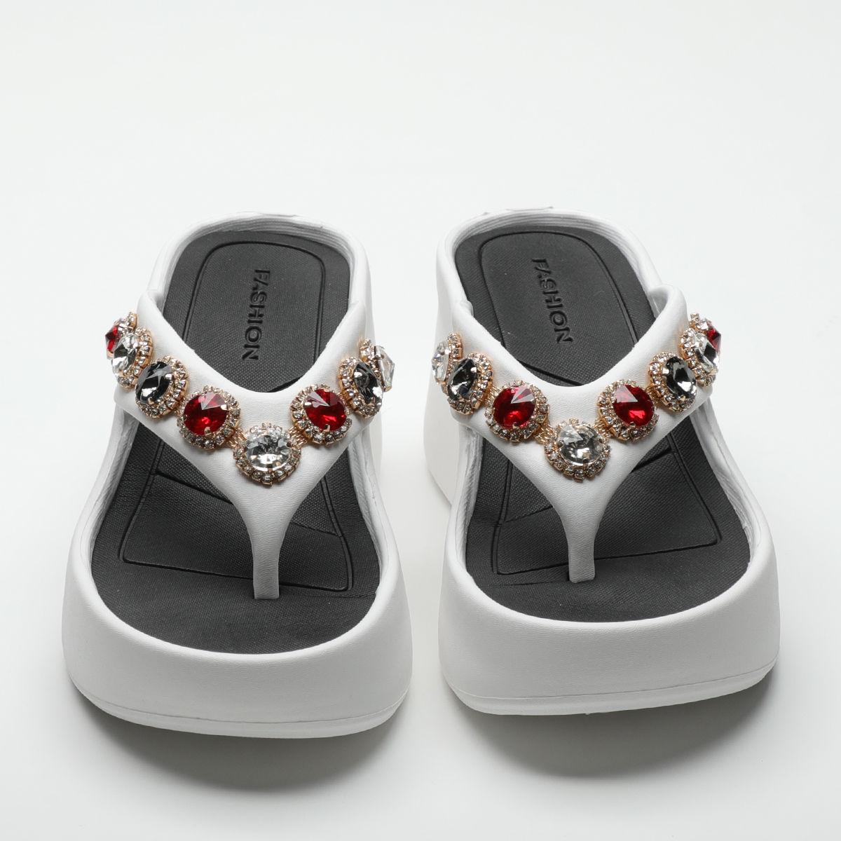 

Туфли Высота Драгоценности Слайды Кристаллы Rhenstone Женские тапочки и сандалии для женщин Снаружи Маленький размер 39 Натуральная кожа Нескользящая 35-36