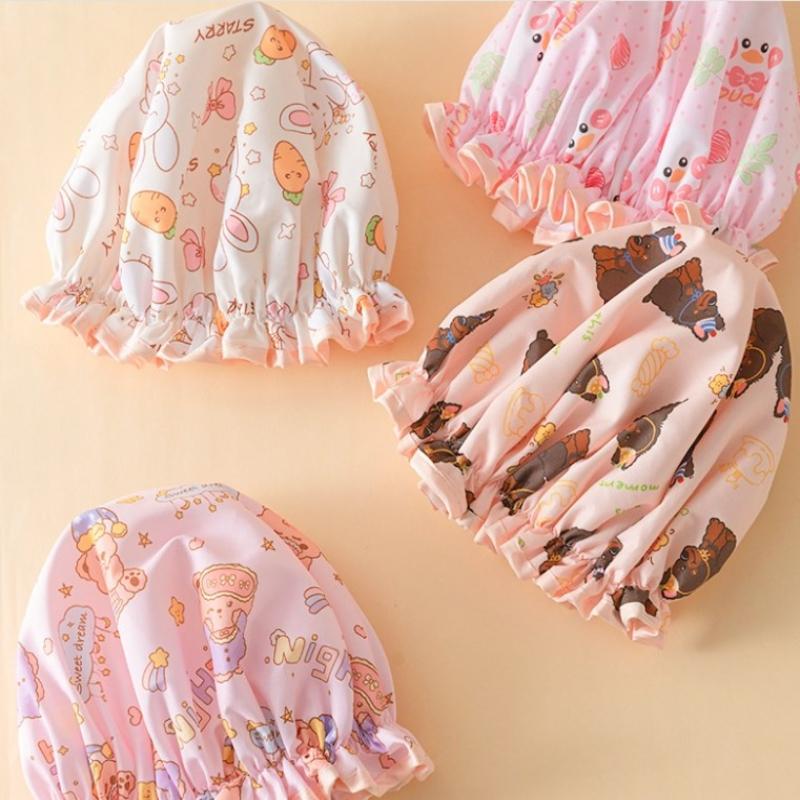 Double-Layer Shower Cap Waterproof Thickened Oil Fume Bath Hat Women Spa Hair Salon Shower Cap Bathroom Accessories