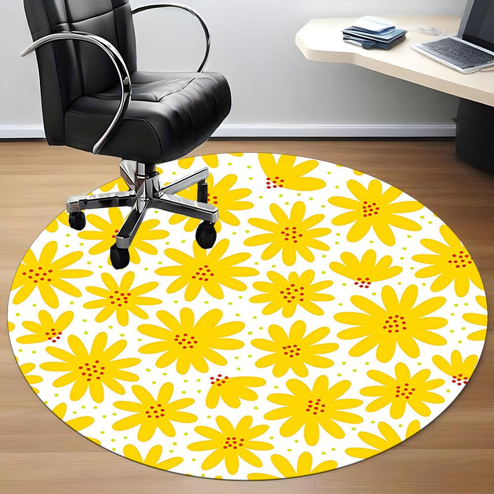 1pc Flower Pattern Office Round Area Rug,  Mat Suitable For Office, Under Office Chairs Bedroom Living Room Home Decor, Room Deco