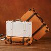 Vintage Resväskor Trä Handhållen Förvaringsresväska Klädsorteringslåda Skyltfönsterdisplay Pu Läder Vävd Rekvisitalåda Dekoration