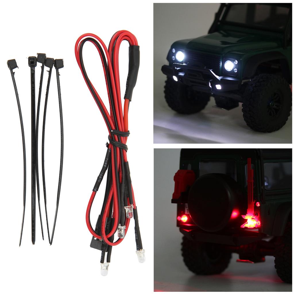 RC Headlight Taillight Kit 2 White and 2 Red LED Lights RC Car Front and Rear Lights for Traxxas TRX4M 1/18 RC Crawler