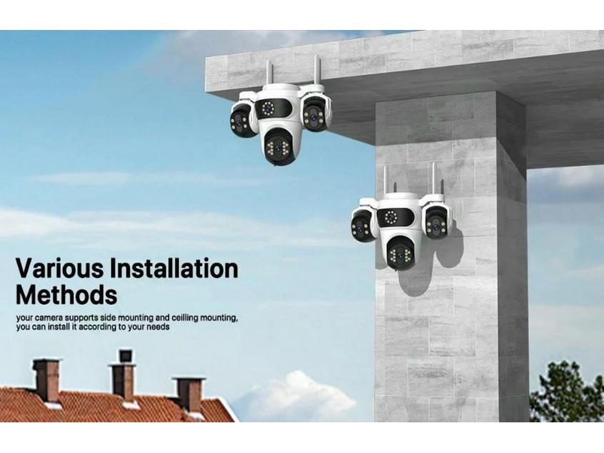 ICsee 360° Rotating WiFi Surveillance Camera with Triple-Lens, Triple-Screen, and Human Detection