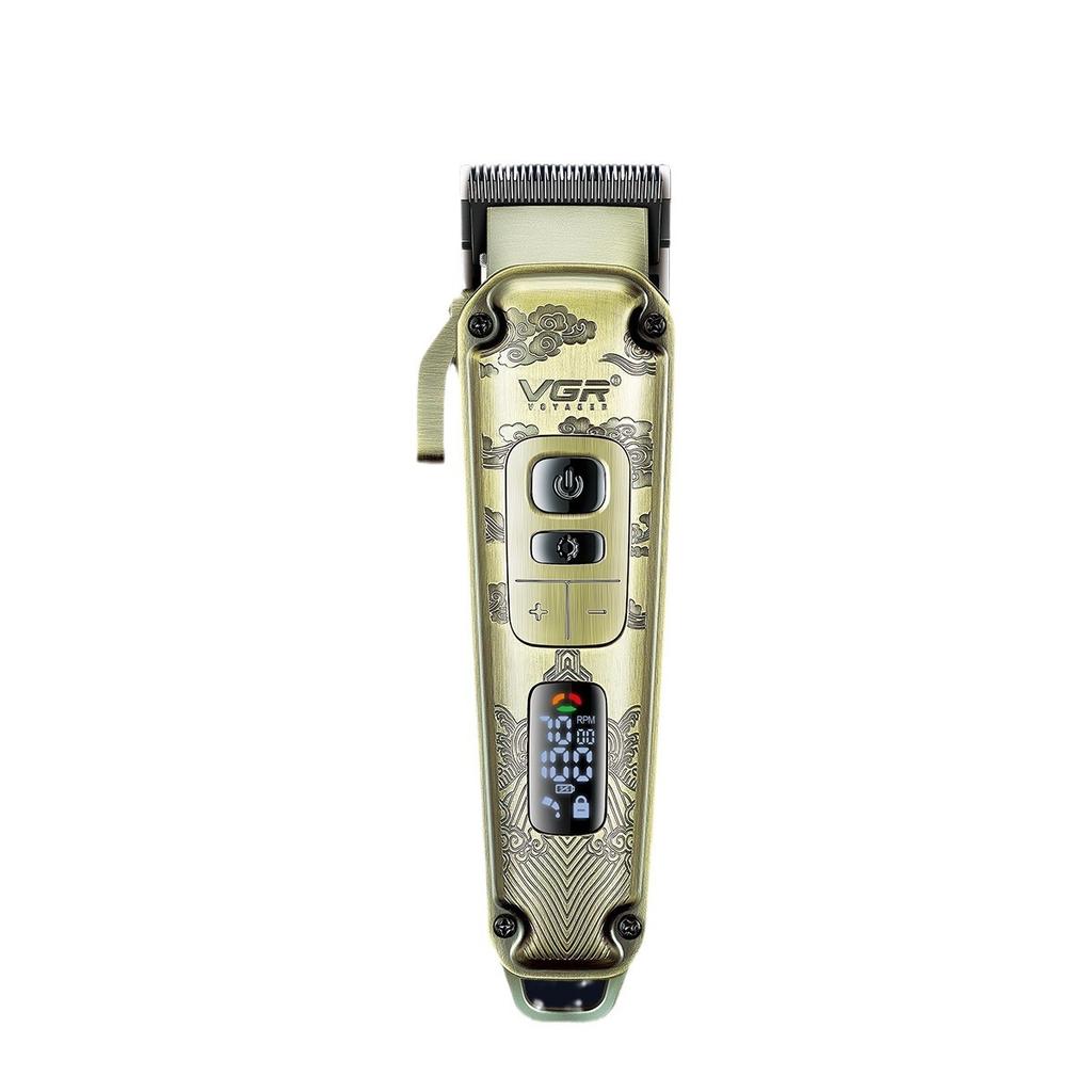 VGR V-005 Metal Hair Trimmer Retro Electric Clipper Carved Hair Clipper Haircut Machine Cordless Trimmer Digital Display Hair Trimmer Oil Head Clipper