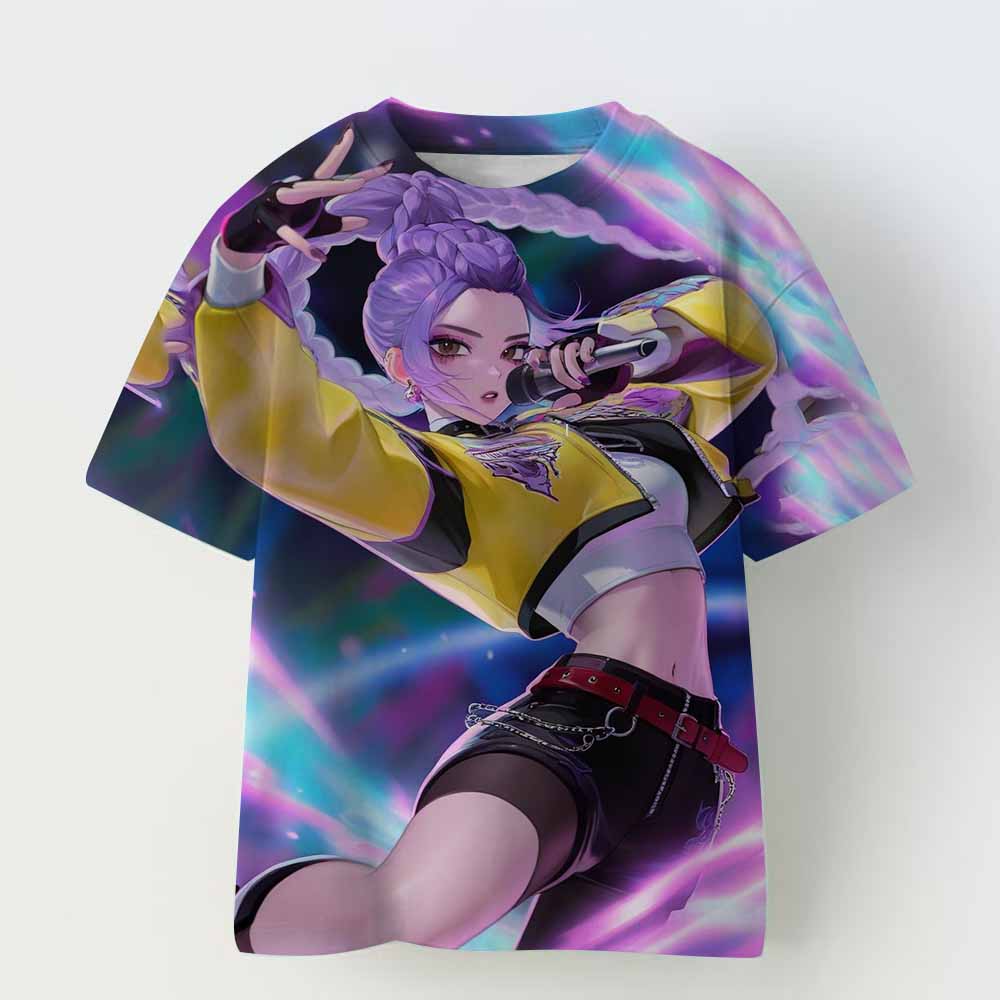 Kids T-shirt KPop Demon Hunters Print Fashion Casual Tops 2025 Movie Crew Neck Cartoon Girls Boys Tee Casual Baby Girl Clothes