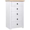 Sideboard in Weiß 46 x 40 x 89 cm Massives Kiefernholz Panama