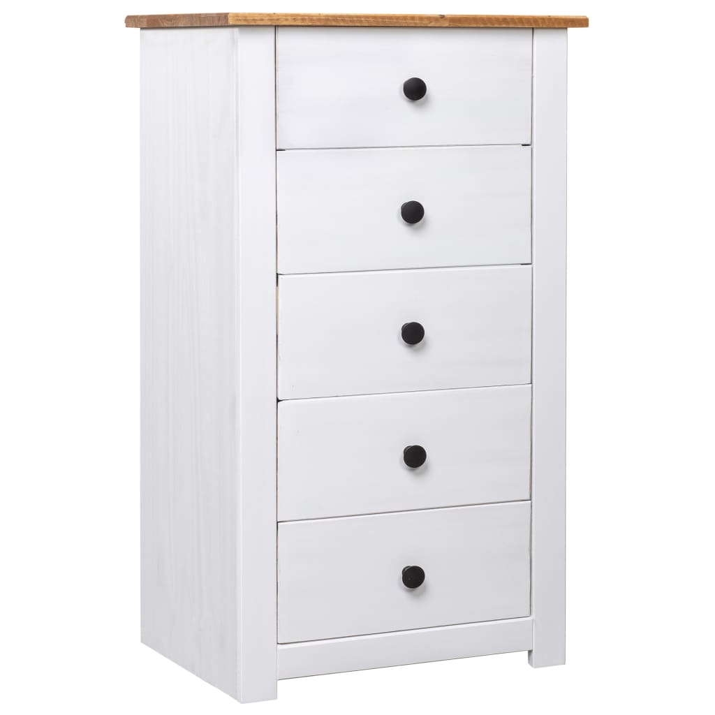 Sideboard in Weiß 46 x 40 x 89 cm Massives Kiefernholz Panama