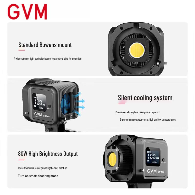 GVM 80W LED Photography Video Fill Light