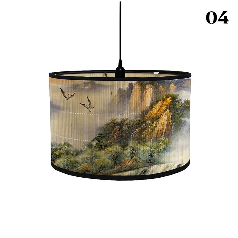 Chinese Retro Style Handmade Bamboo Lamp Shade  Flower Print Lampshade Home Decor Chandelier E27 Lampshade Crafts