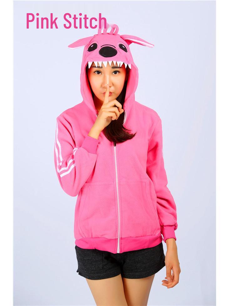 Cartoon Hoodie Jacket - Pink Stitch, Pikachu, Black Cat, Zebra, Blue Parrot. Cute & Casual.